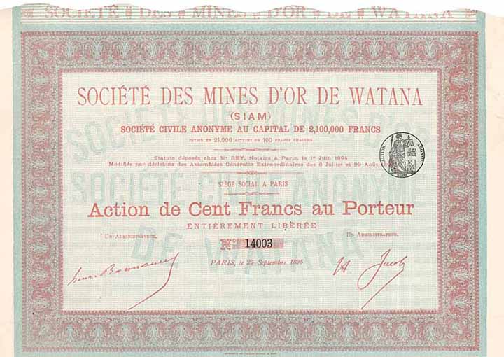 Société des Mines d’Or de Watana (Siam)