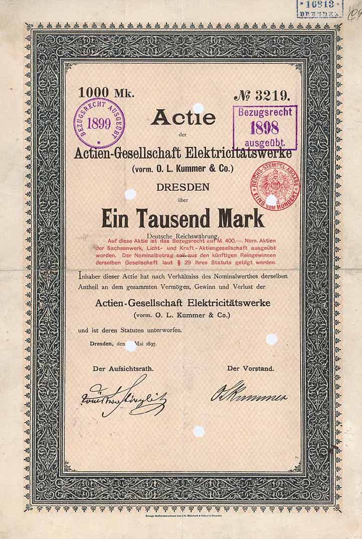 AG Elektricitätswerke (vorm. O.L. Kummer & Co.)