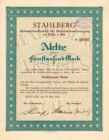STAHLBERG AG für Metallwarenerzeugung