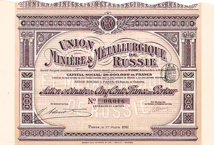 Union Minière & Metallurgique en Russie