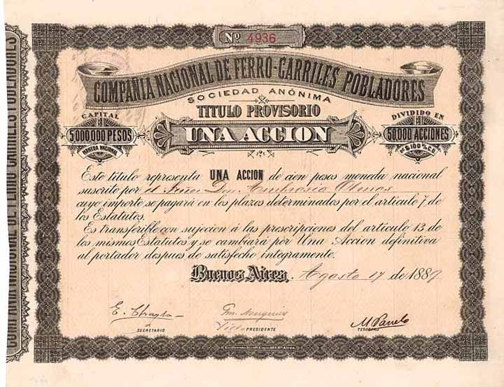 Compania Nacional de Ferro-Carriles Pobladores S.A,