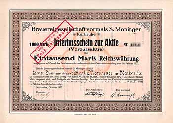 Brauereigesellschaft vormals S. Moninger