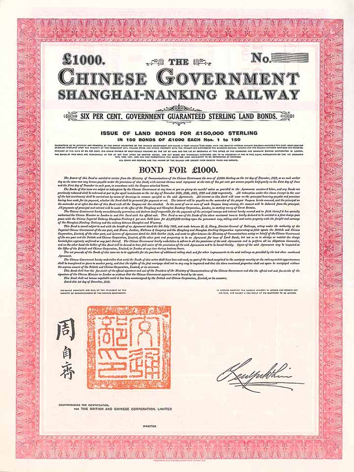 Chinese Government, Shanghai-Nanking Railway