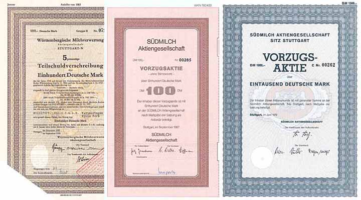 Württembergische Milchverwertung AG + Südmilch AG (11 Stücke)