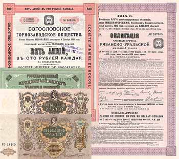 Russische Wertpapiere (Lot 10 Stücke 1910-1919)