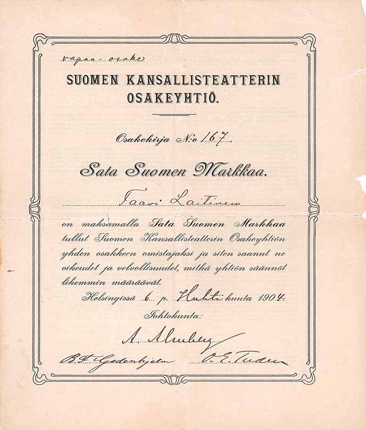 Suomen Kansallisteatterin O/Y (Finnisches Nationaltheater AG)