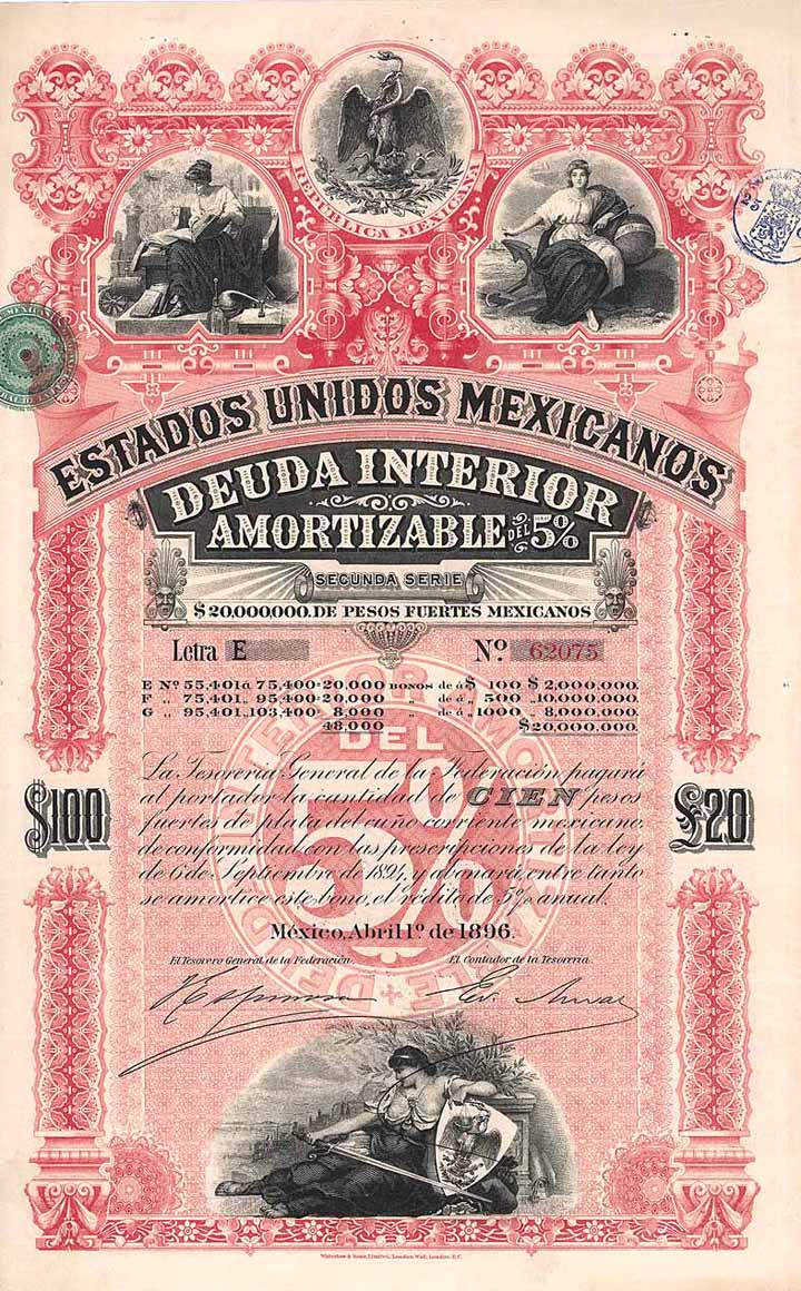 Estados Unidos Mexicanos, Deuda Interior 1896