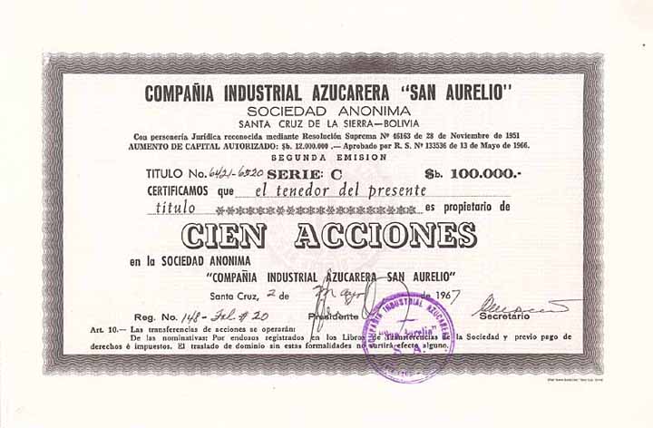 Cia. Industrial Azucarera “San Aurelio” S.A.