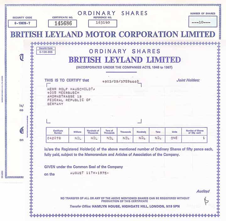 British Leyland Motor Corp.- Konvolut (2 Stücke)