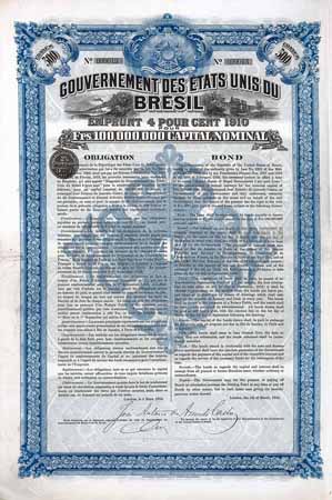 Gouvernement des États Unis du Brésil Emprunt 4 % 1910