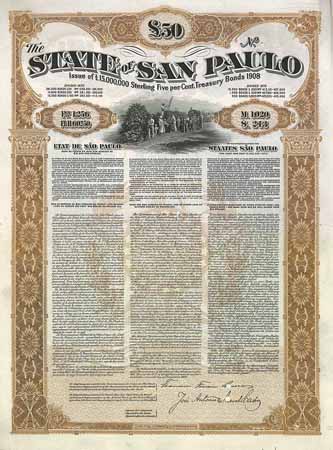 State of San Paulo 5 % Treasury Bonds 1908