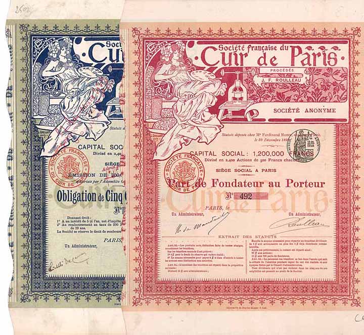 Soc. Francaise du Cuir de Paris procedes J. F. Roulleau S.A. (2 Stücke)