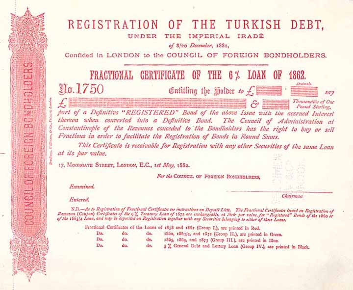 Council of Foreign Bondholders - Registration of the Turkish Debt