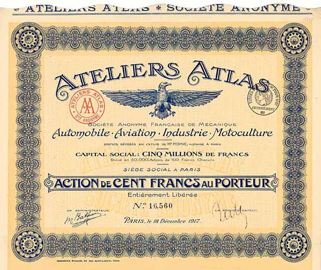 Ateliers Atlas S.A. de Mécanique Automobile, Aviation, Industrie, Motoculture
