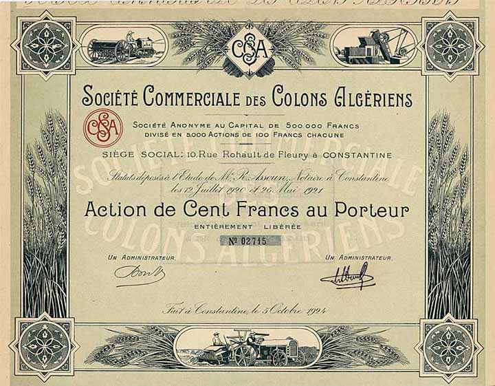 Soc. Commerciale des Colons Algériens S.A.