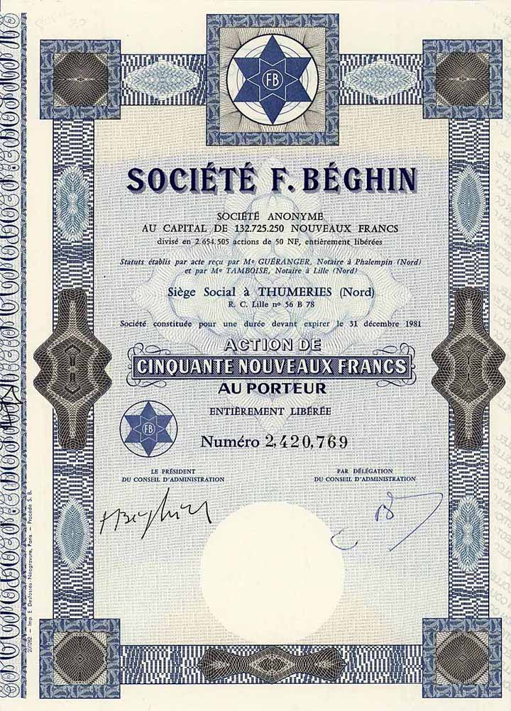 Societe F. Béghin S.A.