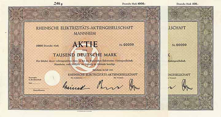 Rheinische Elektrizitäts-AG (2 Stücke)