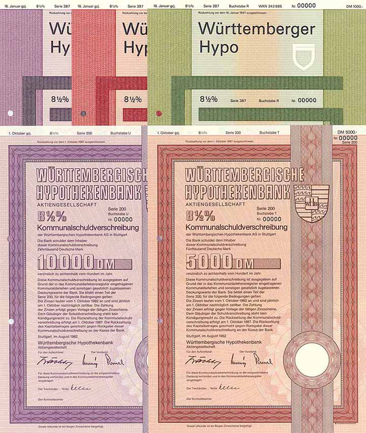 Württembergische Hypothekenbank (8 Stücke)