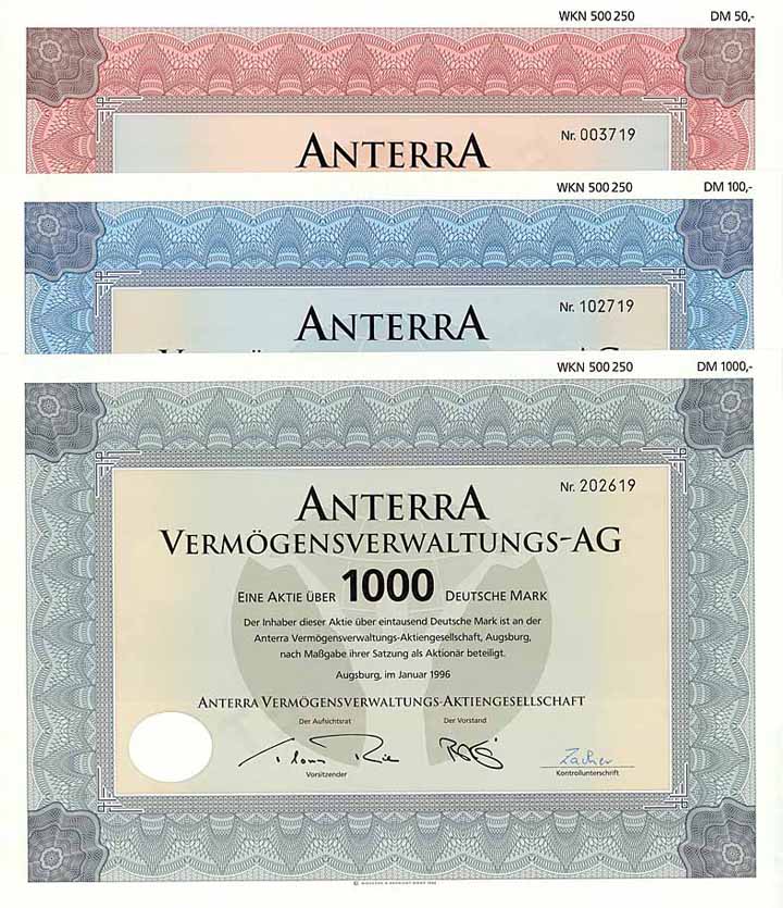 Anterra Vermögensverwaltungs-AG (3 Stücke)