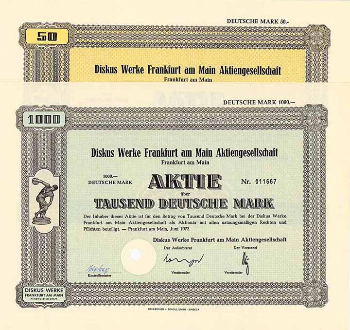 Diskus Werke Frankfurt am Main AG (2 Stücke)