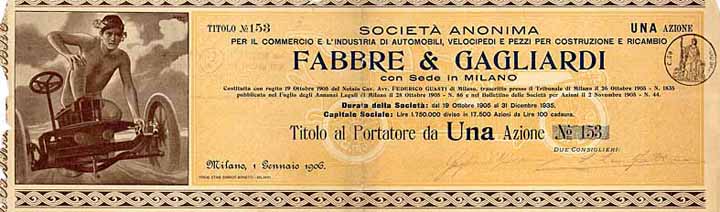 S.A. per il Commercio e l'Industria di Automobili, Velocipedi e Pezzi per Costruzione e Ricambio Fabbre & Gagliardi