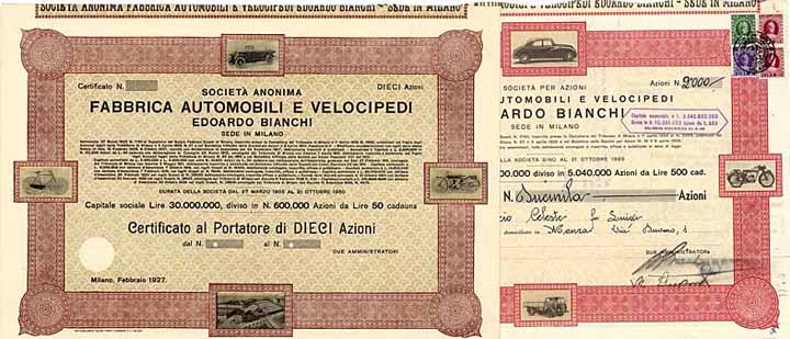 Fabbrica Automobili e Velocipedi Edoardo Bianchi (2 Stücke)