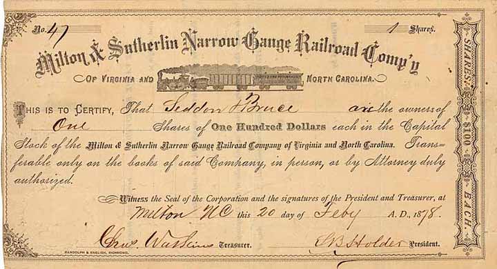 Milton & Sutherlin Narrow Gauge Railroad