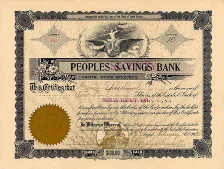 Peoples Savings Bank (überdruckt Peoples Security Bank)