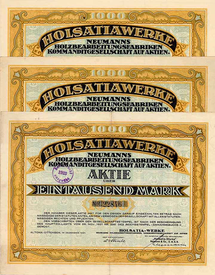 Holsatia-Werke Neumanns Holzbearbeitungsfabriken KGaA (10 Stücke)