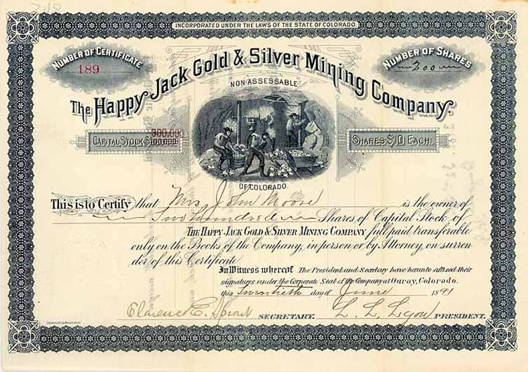 Happy Jack Gold & Silver Mining Co.