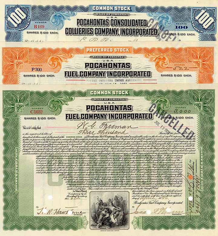 Pocahontas consolidated Collieries Co. + Pocahontas Fuel Co. (3 Stücke)
