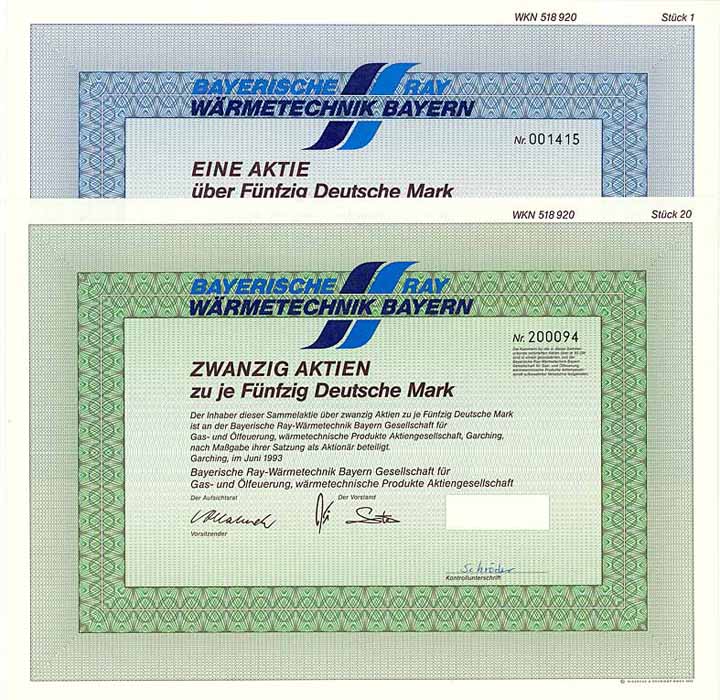 Bayerische Ray-Wärmetechnik Bayern Gesellschaft für Gas- und Ölfeuerung, wärmetechnische Produkte AG (2 Stücke)