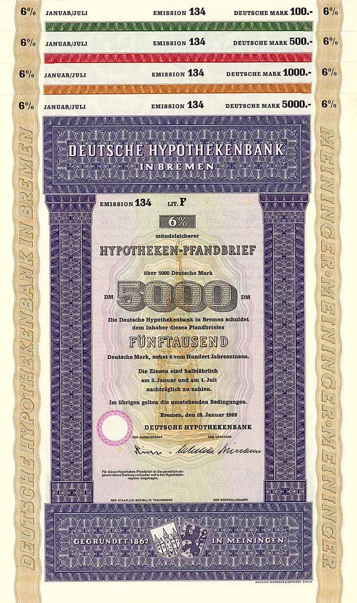 Deutsche Hypothekenbank (4 Stücke)