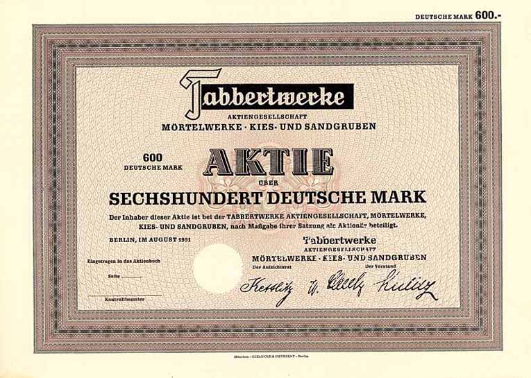Tabbertwerke AG Mörtelwerke, Kies- und Sandgruben