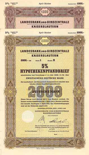Landesbank und Girozentrale Kaiserslautern (2 Stücke)