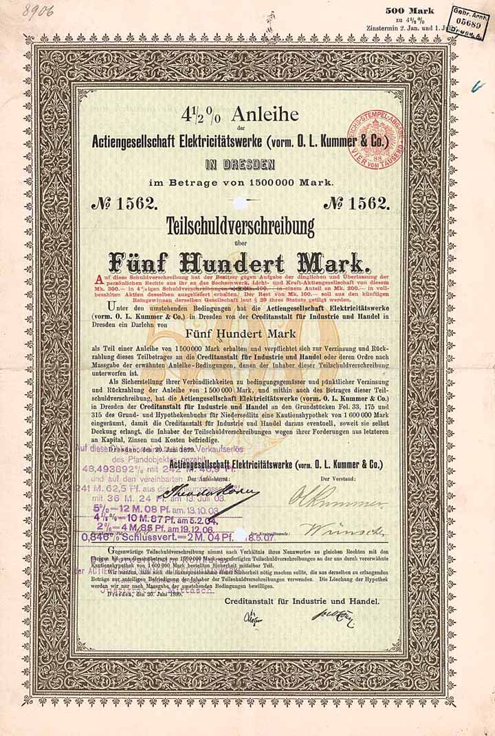 AG Elektricitätswerke (vorm. O. L. Kummer & Co.)