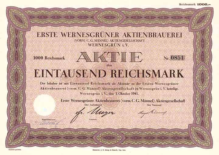 Erste Wernesgrüner Aktienbrauerei (vorm. C. G. Männel) AG