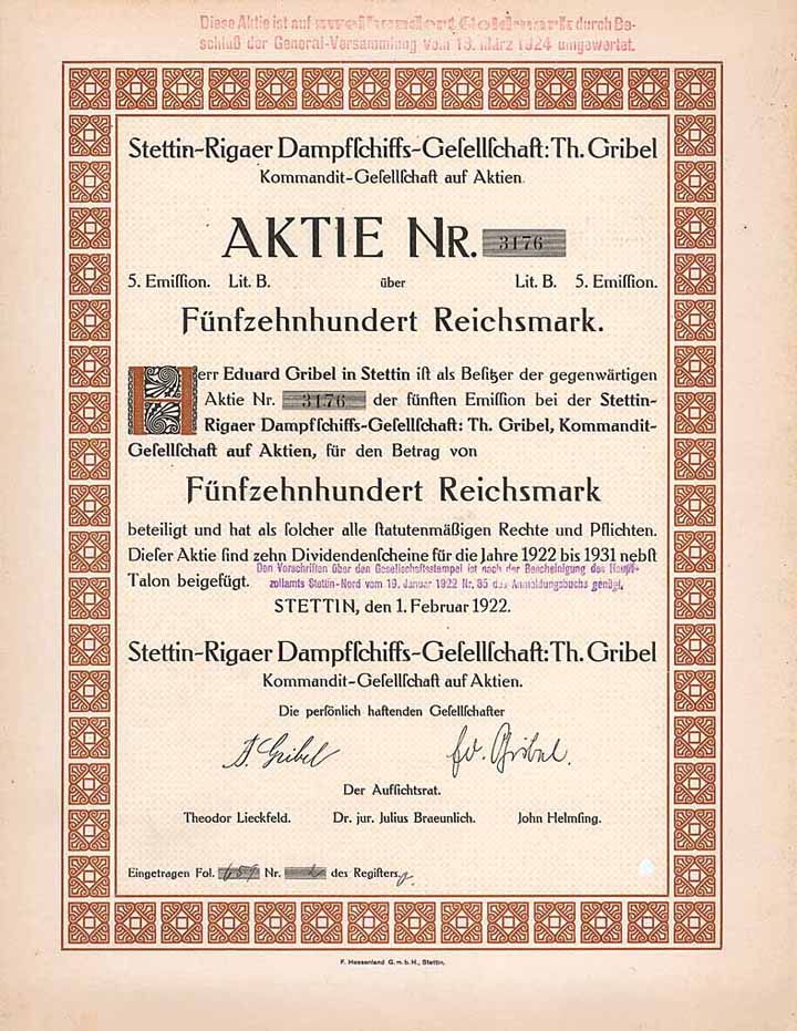 Stettin-Rigaer Dampfschiffs-Gesellschaft Th. Gribel KGaA