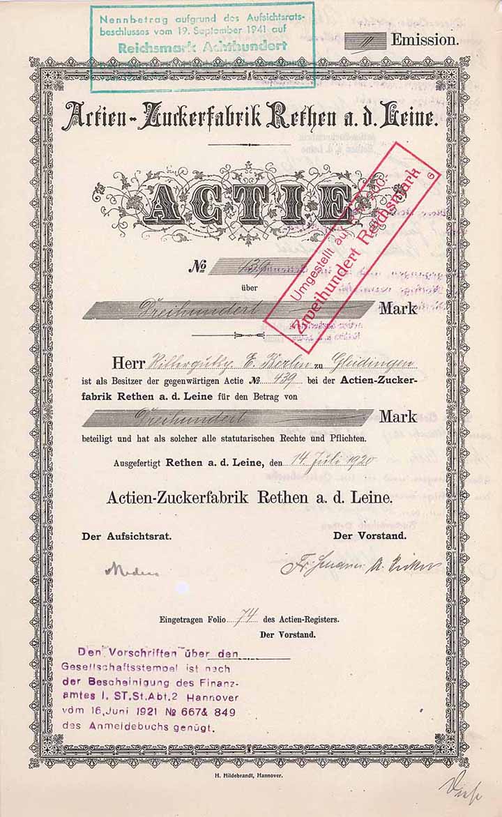 Actien-Zucker-Fabrik Rethen a.d. Leine