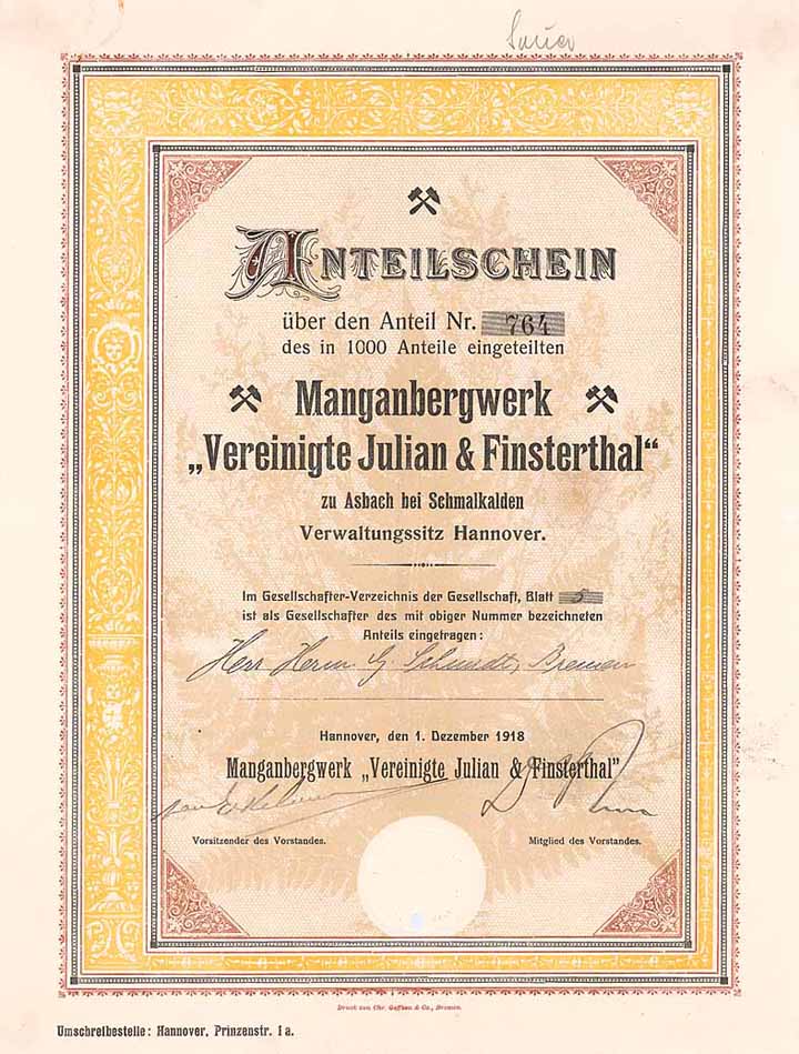 Manganbergwerk "Vereinigte Julian & Finsterthal"