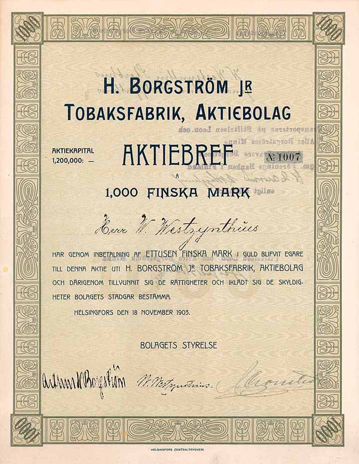 H. Borgström jr. Tobaksfabrik AB