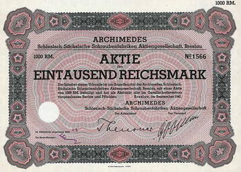 ARCHIMEDES Schlesisch-Sächsische Schraubenfabriken AG
