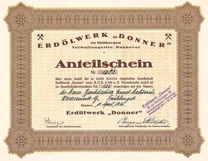 Erdölwerk “Donner” zu Dollbergen