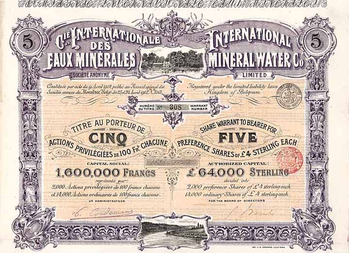 International Mineral Water Co. (Cie. Internationale des Eaux Minérales S.A.)
