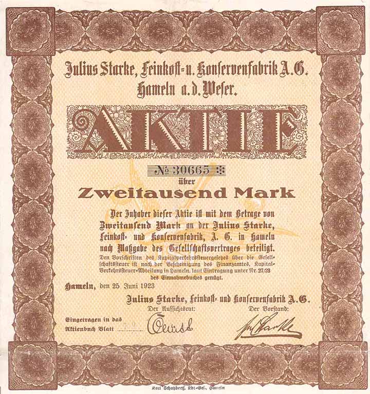 Julius Starke, Feinkost- und Konservenfabrik AG