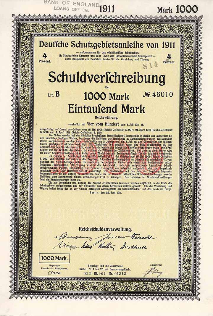 Deutsche Schutzgebietsanleihe von 1911