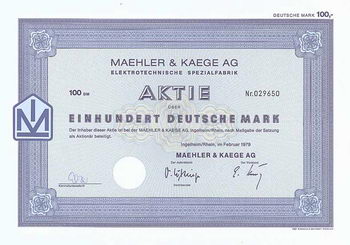 Maehler & Kaege AG Elektrotechnische Spezialfabrik