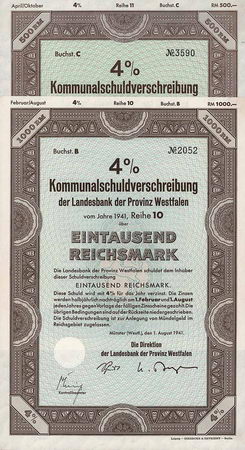 Landesbank der Provinz Westfalen (5 Stücke)