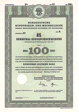 Norddeutsche Hypotheken- und Wechselbank (vormals Mecklenburgische Hypotheken- und Wechselbank)