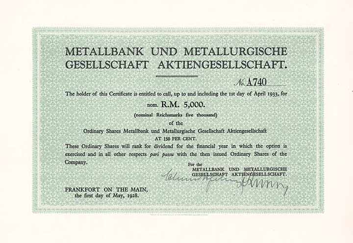 Metallbank und Metallurgische Gesellschaft AG